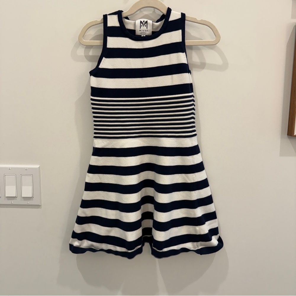 Milly Minis Navy and White Striped Dress
